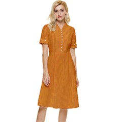 Orange Button Top Knee Length Dress by nate14shop