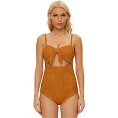 Orange Knot Front One-piece Swimsuit by nate14shop