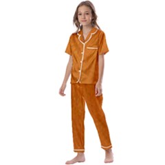 Orange Kids  Satin Short Sleeve Pajamas Set