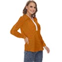 Orange Zip Up Long Sleeve Blouse View3