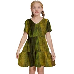 Rhomboid 001 Kids  Short Sleeve Tiered Mini Dress