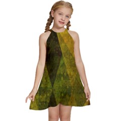 Rhomboid 001 Kids  Halter Collar Waist Tie Chiffon Dress