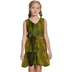 Rhomboid 001 Kids  Sleeveless Tiered Mini Dress