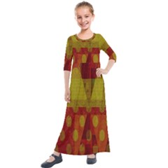 Rhomboid 003 Kids  Quarter Sleeve Maxi Dress by nate14shop