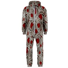 Cream With Cherries Motif Random Pattern Hooded Jumpsuit (men) by dflcprintsclothing