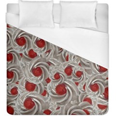 Cream With Cherries Motif Random Pattern Duvet Cover (king Size) by dflcprintsclothing