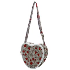 Cream With Cherries Motif Random Pattern Heart Shoulder Bag by dflcprintsclothing