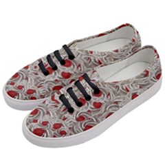 Cream With Cherries Motif Random Pattern Women s Classic Low Top Sneakers by dflcprintsclothing