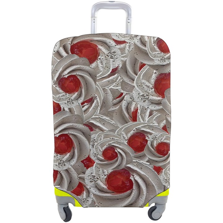 Cream With Cherries Motif Random Pattern Luggage Cover (Large)