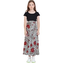 Cream With Cherries Motif Random Pattern Kids  Flared Maxi Skirt by dflcprintsclothing