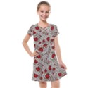 Cream With Cherries Motif Random Pattern Kids  Cross Web Dress View1