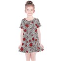 Cream With Cherries Motif Random Pattern Kids  Simple Cotton Dress View1