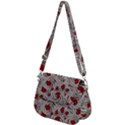 Cream With Cherries Motif Random Pattern Saddle Handbag View2