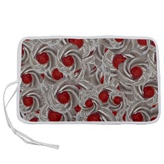 Cream With Cherries Motif Random Pattern Pen Storage Case (l) by dflcprintsclothing