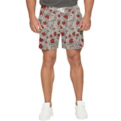 Cream With Cherries Motif Random Pattern Men s Runner Shorts by dflcprintsclothing