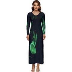 Jellyfish Long Sleeve Velour Longline Maxi Dress