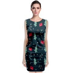 Christmas 001 Sleeveless Velvet Midi Dress