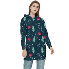 Christmas 001 Women s Long Oversized Pullover Hoodie by nate14shop