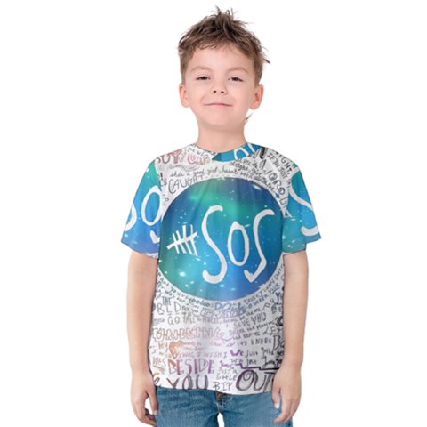 5 Seconds Of Summer Collage Quotes Kids  Cotton Tee by nate14shop