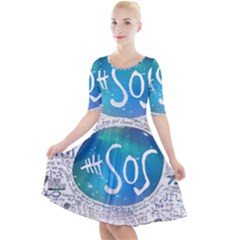 5 Seconds Of Summer Collage Quotes Quarter Sleeve A-line Dress