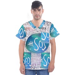 5 Seconds Of Summer Collage Quotes Men s V-neck Scrub Top