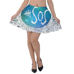 5 Seconds Of Summer Collage Quotes Velvet Skater Skirt by nate14shop