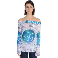 5 Seconds Of Summer Collage Quotes Off Shoulder Long Sleeve Top