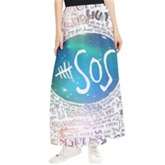 5 Seconds Of Summer Collage Quotes Maxi Chiffon Skirt by nate14shop