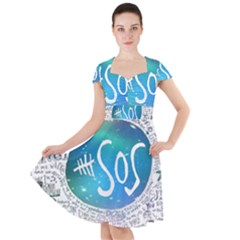 5 Seconds Of Summer Collage Quotes Cap Sleeve Midi Dress