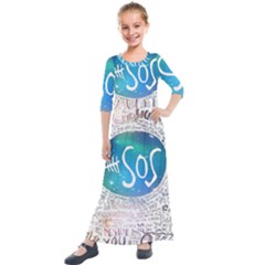 5 Seconds Of Summer Collage Quotes Kids  Quarter Sleeve Maxi Dress