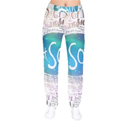 5 Seconds Of Summer Collage Quotes Women Velvet Drawstring Pants by nate14shop