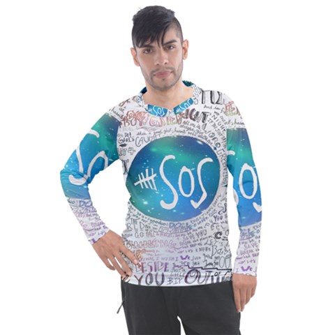 5 Seconds Of Summer Collage Quotes Men s Pique Long Sleeve Tee by nate14shop