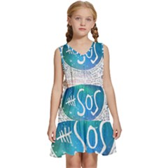 5 Seconds Of Summer Collage Quotes Kids  Sleeveless Tiered Mini Dress