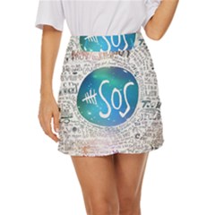 5 Seconds Of Summer Collage Quotes Mini Front Wrap Skirt