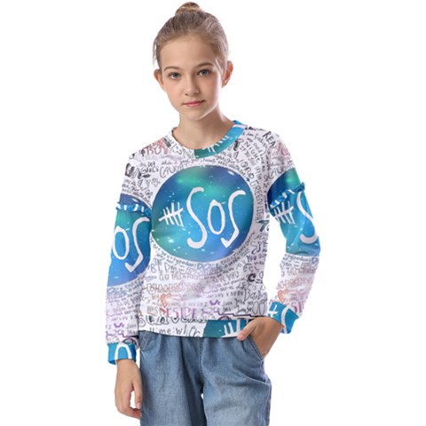 5 Seconds Of Summer Collage Quotes Kids  Long Sleeve Tee With Frill  by nate14shop