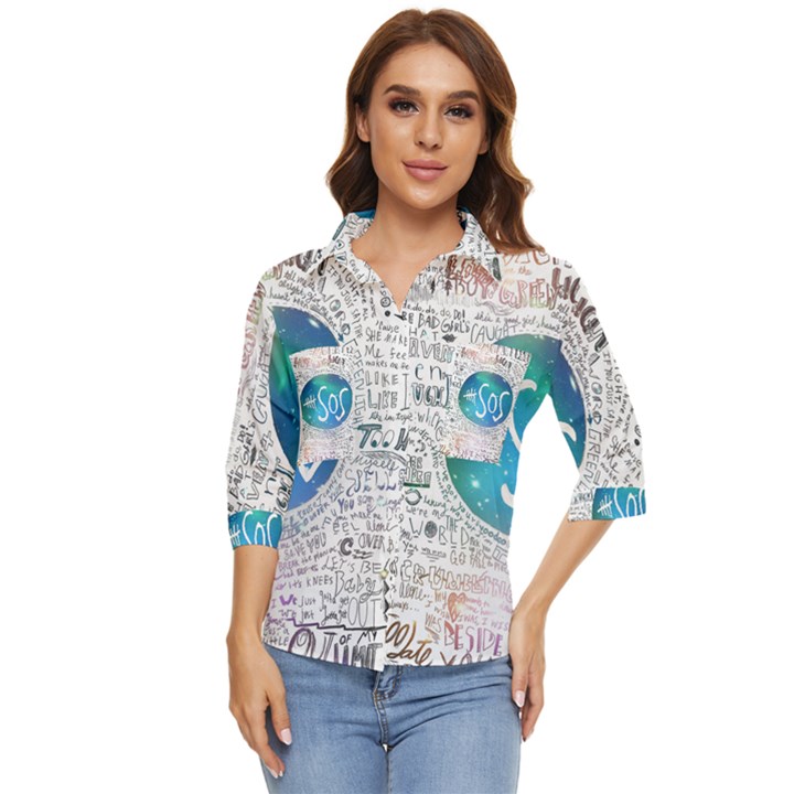 5 Seconds Of Summer Collage Quotes Women s Quarter Sleeve Pocket Shirt