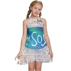 5 Seconds Of Summer Collage Quotes Kids  Halter Collar Waist Tie Chiffon Dress