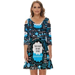 The Fault In Our Stars Collage Shoulder Cut Out Zip Up Dress