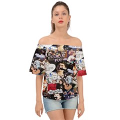 5 Second Summer Collage Off Shoulder Short Sleeve Top by nate14shop