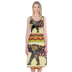 Elephant Colorfull Midi Sleeveless Dress by nate14shop