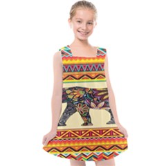 Elephant Colorfull Kids  Cross Back Dress by nate14shop