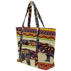 Elephant Colorfull Zip Up Canvas Bag by nate14shop