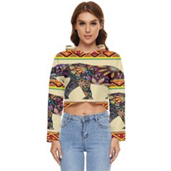 Elephant Colorfull Women s Lightweight Cropped Hoodie