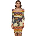 Elephant Colorfull Women Long Sleeve Ruched Stretch Jersey Dress View1