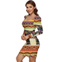 Elephant Colorfull Women Long Sleeve Ruched Stretch Jersey Dress View3