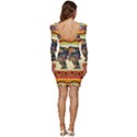 Elephant Colorfull Women Long Sleeve Ruched Stretch Jersey Dress View4