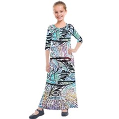 Panic At The Disco Lyric Quotes Kids  Quarter Sleeve Maxi Dress