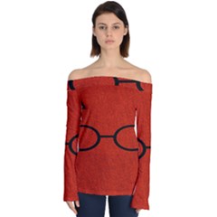 Harry Potter Glasses And Lightning Bolt Off Shoulder Long Sleeve Top