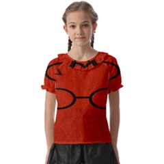 Harry Potter Glasses And Lightning Bolt Kids  Frill Chiffon Blouse