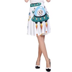 Vector-set-funny-robots-cartoon A-line Skirt by Jancukart